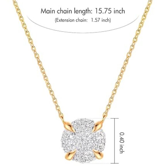 Women's 14K Gold Plated Cubic Zirconia Round Shaped Dainty Pendant Necklace - Picture 3 of 6